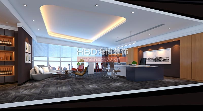 萬銀投資公司辦公室裝修設(shè)計(jì) 董事長(zhǎng)效果圖